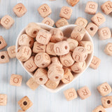 Kovict 10/12MM Beech Wooden Letter Bead Spacer DIY Necklace Bracelet
