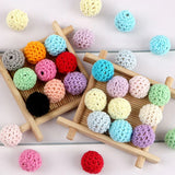 16/20MM Crochet Wooden Beads DIY Jewelry Bracelet Accessories