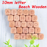 10MM Beech Wooden Alphabet Beads Square English Letter for DIY