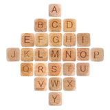 10MM Beech Wooden Alphabet Beads Square English Letter for DIY