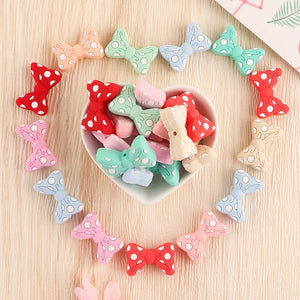 10Pcs Bowknot Silicone Beads Bow Tie Teether Clip Baby Accessories