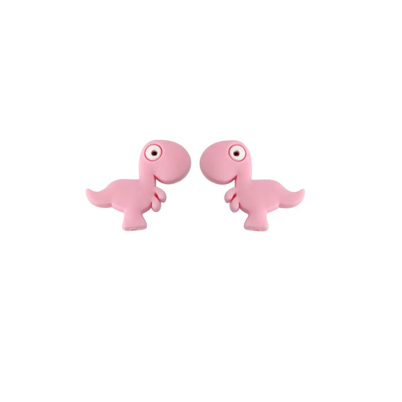Kovict 10Pcs Dinosaur Silicone Beads Baby Teether DIY Jewelry Accessories