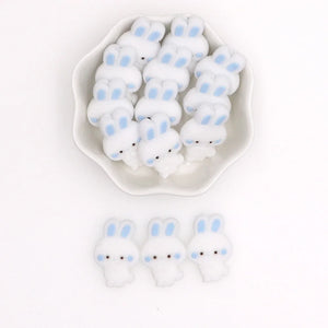 Kovict 10Pcs Mini Rabbit Silicone Beads Baby Teether Toys