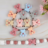 Kovict 10Pcs Piglet Silicone Animal Beads Teeth Chew Beads DIY Toys