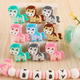 Kovict 10Pcs Silicone Mini Horse Food Pendants DIY Care Pacifier Chain Necklace