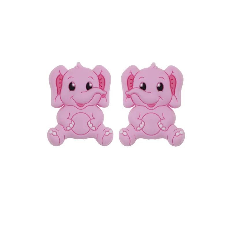 Kovict 10pcs Elephant Silicone Beads Baby Teething Nursing Pacifier Clip