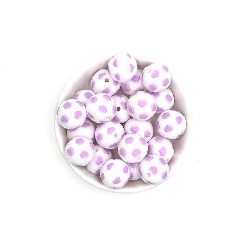 Kovict 10pcs 15mm Silicone Football Teether Beads Baby Teething Bracelet