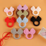 Silicone Teether Cartoon Mouse Head Animal Food Baby Teether Gift