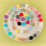 Kovict 50Pcs 14mm Silicone Abacus Beads DIY Pacifier Chain Baby Teether Toys