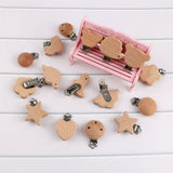 Kovict 5Pcs Beech Wooden Clips DIY Pacifier Chain Crafts Accessories