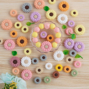 Kovict Flowers Silicone Beads Mini Chrysanthemum Clips For Jewelry Making