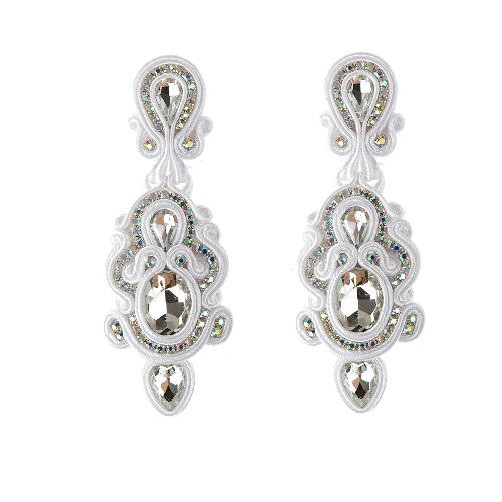 Soutache Dangle Earrings Crystal Vintage Accessories