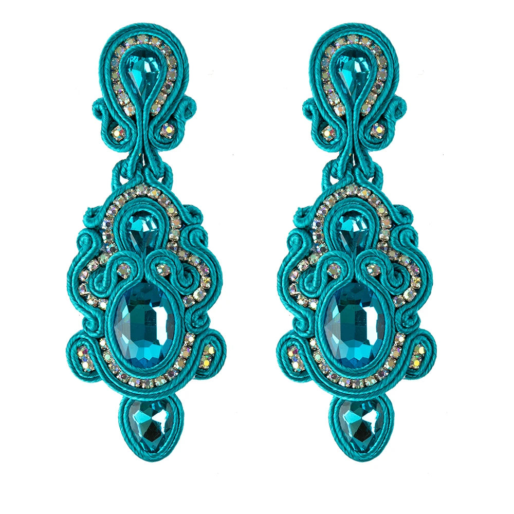 Soutache Dangle Earrings Crystal Vintage Accessories