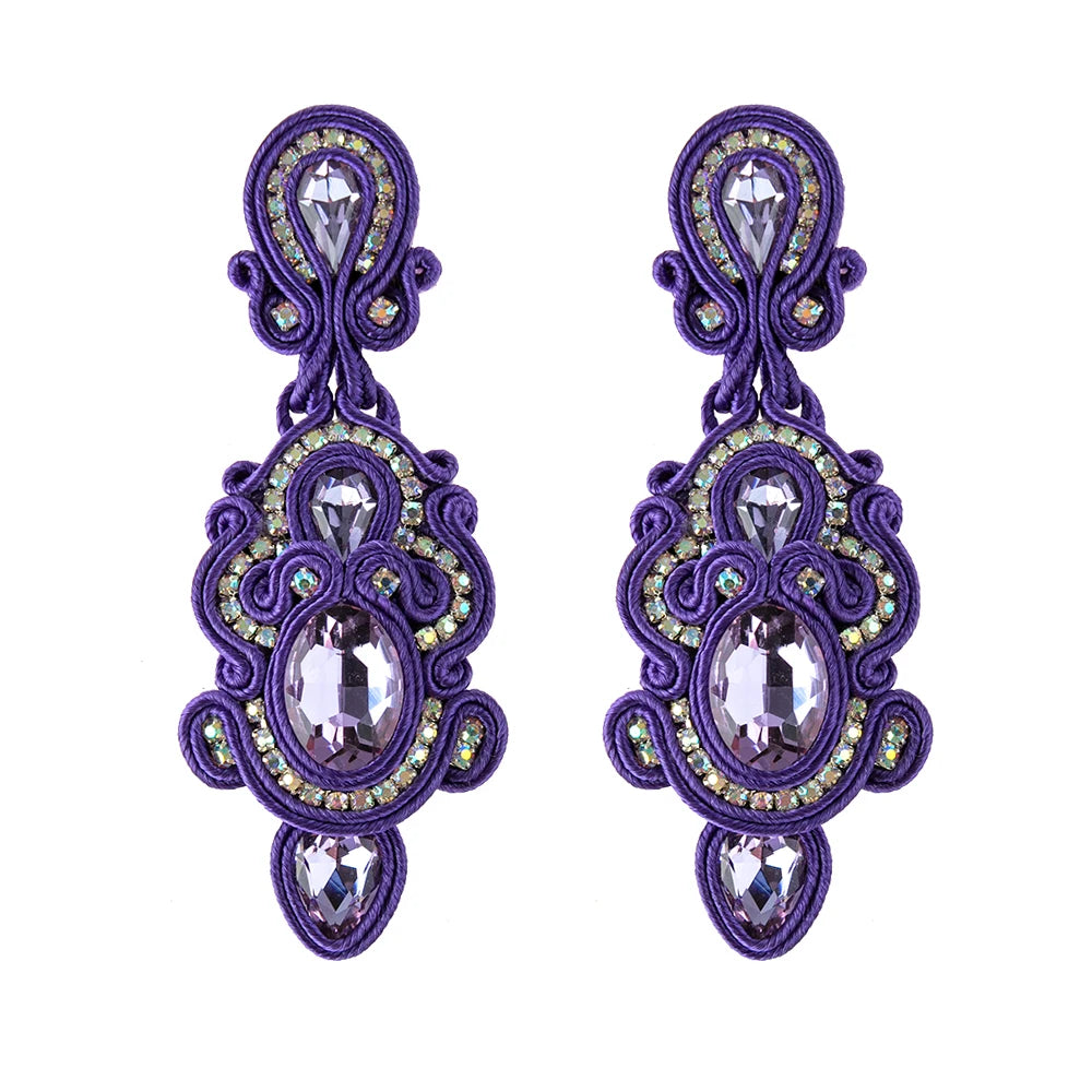 Soutache Dangle Earrings Crystal Vintage Accessories