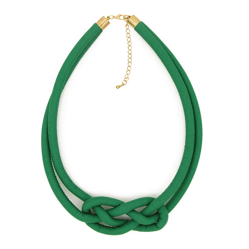 Short Ethnic Fabric Choker Necklace Pendant Red Green Color Women Jewelry