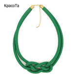 Short Ethnic Fabric Choker Necklace Pendant Red Green Color Women Jewelry