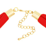 Short Ethnic Fabric Choker Necklace Pendant Red Green Color Women Jewelry