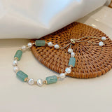 Kpop Women Charm Bracelet Chalcedony Hand Pearl Beads