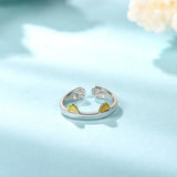 925 Silver Deer Horn Animal Love Cat Adjustable Ring R6250
