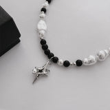 Kpop Asymmetric Pearl Star Necklace Choker