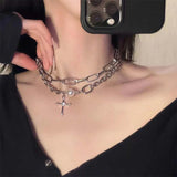 Kpop Asymmetric Pearl Star Necklace Choker