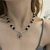 Kpop Asymmetric Pearl Star Necklace Choker