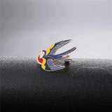 Colorful Swallows Birds Enamel Brooch Yellow Gift Pin Animal Jewelry B2719