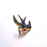 Colorful Swallows Birds Enamel Brooch Yellow Gift Pin Animal Jewelry B2719