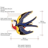 Colorful Swallows Birds Enamel Brooch Yellow Gift Pin Animal Jewelry B2719