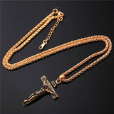 Cross Pendant Necklace Stainless Steel INRI Crucifix Charm Men