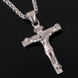 Cross Pendant Necklace Stainless Steel INRI Crucifix Charm Men