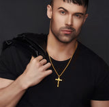 Cross Pendant Necklace Stainless Steel INRI Crucifix Charm Men