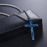 Cross Pendant Necklace Stainless Steel INRI Crucifix Charm Men