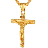 Cross Pendant Necklace Stainless Steel INRI Crucifix Charm Men