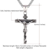 Cross Pendant Necklace Stainless Steel INRI Crucifix Charm Men