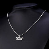 Crystal Necklace Letter Jesus Gold/Silver Pendant