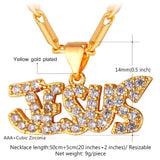 Crystal Necklace Letter Jesus Gold/Silver Pendant