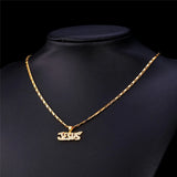 Crystal Necklace Letter Jesus Gold/Silver Pendant