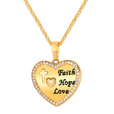 CZ Cross&Heart Pendants Necklace Gold/Silver Charm Jewelry
