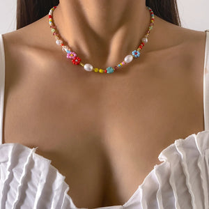 Kpop Flower Choker Necklace for Women Boho Acrylic