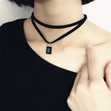Kpop Goth Flannel Lace Choker Pearl Chains Necklace
