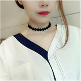 Kpop Goth Flannel Lace Choker Pearl Chains Necklace