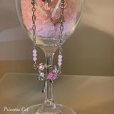 Kpop Gothic Metal Chain Pink Heart Pendant Choker Necklace