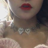 Kpop Heart Choker Necklace For Women Goth Collar Jewelry