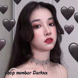Kpop Heart Choker Necklace For Women Goth Collar Jewelry