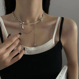 Kpop Irregular Star Chain Necklace Y2K Crystal Beads Tassel Heart Choker
