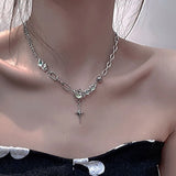 Kpop Irregular Star Chain Necklace Y2K Crystal Beads Tassel Heart Choker