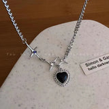 Kpop Irregular Star Chain Necklace Y2K Crystal Beads Tassel Heart Choker