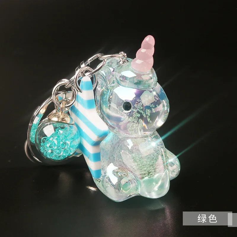 Kpop Jewelry Keychain Crystal Unicorn Key Chain Bag Pendant Couple Car Keyring