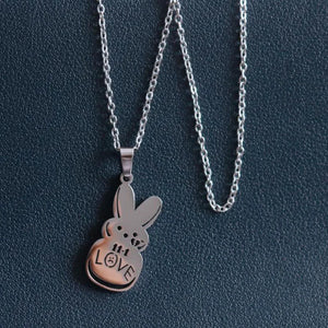 Kpop Lil Peep Love Rabbit Pendant Necklaces Stainless Steel